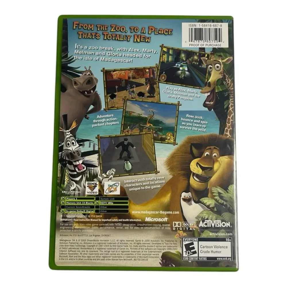 Madagascar Microsoft Xbox 2005 Retro Video Game CIB Complete‎ Black Label